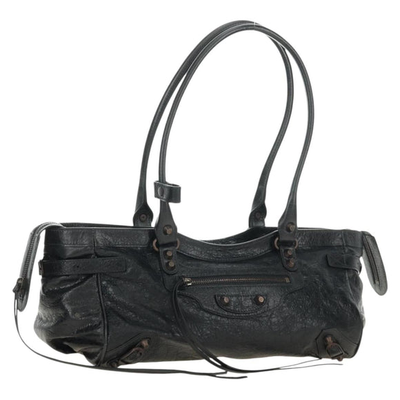 BALENCIAGA Lucity Eastwest Hand Bag Leather 2way Black 845704 Auth 185341SM