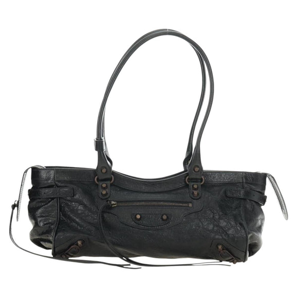BALENCIAGA Lucity Eastwest Hand Bag Leather 2way Black 845704 Auth 185341SM