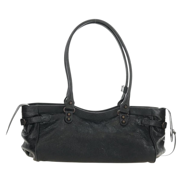BALENCIAGA Lucity Eastwest Hand Bag Leather 2way Black 845704 Auth 185341SM