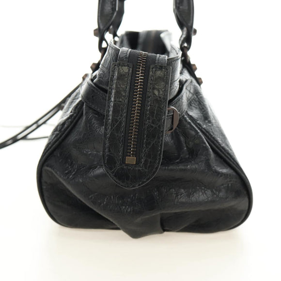 BALENCIAGA Lucity Eastwest Hand Bag Leather 2way Black 845704 Auth 185341SM