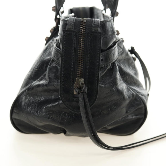 BALENCIAGA Lucity Eastwest Hand Bag Leather 2way Black 845704 Auth 185341SM