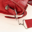 BALENCIAGA The Giant City Hand Bag Leather 2way Red Silver 173084 Auth 185342M-14