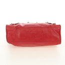 BALENCIAGA The Giant City Hand Bag Leather 2way Red Silver 173084 Auth 185342M-15