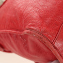 BALENCIAGA The Giant City Hand Bag Leather 2way Red Silver 173084 Auth 185342M-18