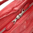 BALENCIAGA The Giant City Hand Bag Leather 2way Red Silver 173084 Auth 185342M-22