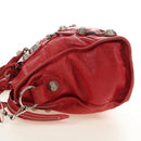BALENCIAGA The Giant City Hand Bag Leather 2way Red Silver 173084 Auth 185342M-4
