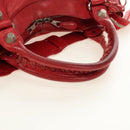 BALENCIAGA The Giant City Hand Bag Leather 2way Red Silver 173084 Auth 185342M-8