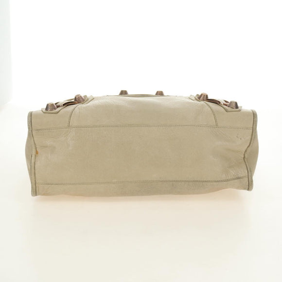 BALENCIAGA The Giant City Hand Bag Leather 2way Ivory Gold Auth 185343M