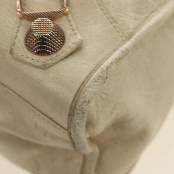 BALENCIAGA The Giant City Hand Bag Leather 2way Ivory Gold Auth 185343M