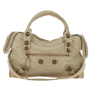 BALENCIAGA The Giant City Hand Bag Leather 2way Ivory Gold Auth 185343M-13