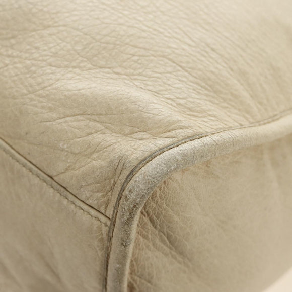 BALENCIAGA The Giant City Hand Bag Leather 2way Ivory Gold Auth 185343M