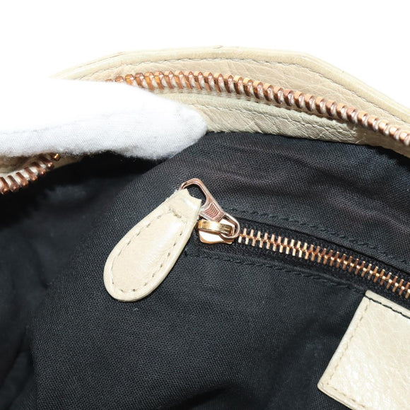 BALENCIAGA The Giant City Hand Bag Leather 2way Ivory Gold Auth 185343M