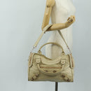 BALENCIAGA The Giant City Hand Bag Leather 2way Ivory Gold Auth 185343M-31