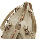 BALENCIAGA The Giant City Hand Bag Leather 2way Ivory Gold Auth 185343M-14