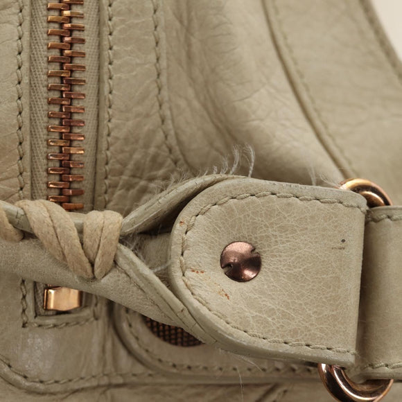 BALENCIAGA The Giant City Hand Bag Leather 2way Ivory Gold Auth 185343M