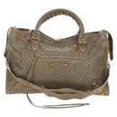 BALENCIAGA The City Hand Bag Leather 2way Beige Gold 115748 Auth 185344M-13