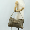BALENCIAGA The City Hand Bag Leather 2way Beige Gold 115748 Auth 185344M-30