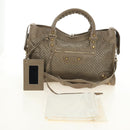BALENCIAGA The City Hand Bag Leather 2way Beige Gold 115748 Auth 185344M-12