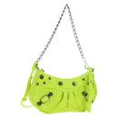 BALENCIAGA Chain Le Cagole XS Bag Leather 2way Green 695814 Auth 185356SAM-1