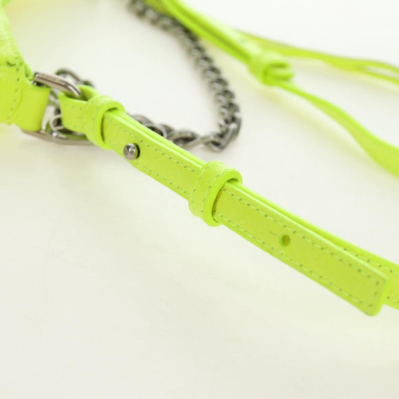 BALENCIAGA Chain Le Cagole XS Bag Leather 2way Green 695814 Auth 185356SAM