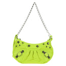 BALENCIAGA Chain Le Cagole XS Bag Leather 2way Green 695814 Auth 185356SAM-2
