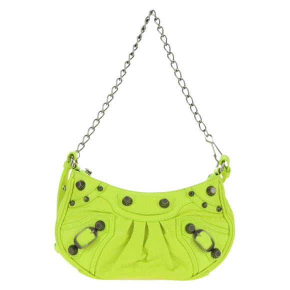 BALENCIAGA Chain Le Cagole XS Bag Leather 2way Green 695814 Auth 185356SAM
