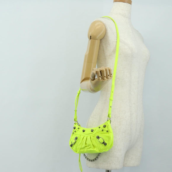 BALENCIAGA Chain Le Cagole XS Bag Leather 2way Green 695814 Auth 185356SAM