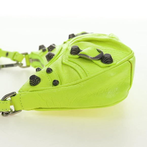 BALENCIAGA Chain Le Cagole XS Bag Leather 2way Green 695814 Auth 185356SAM
