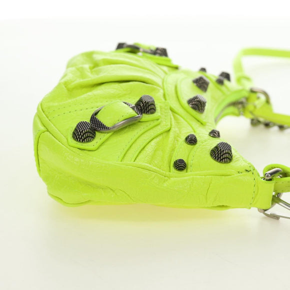 BALENCIAGA Chain Le Cagole XS Bag Leather 2way Green 695814 Auth 185356SAM