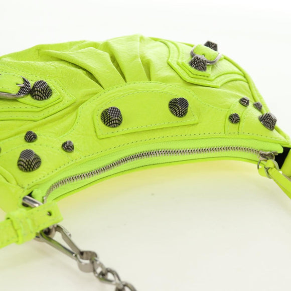 BALENCIAGA Chain Le Cagole XS Bag Leather 2way Green 695814 Auth 185356SAM