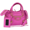 BALENCIAGA Classic Metallic Edge Mini City 2way Pink 390160 Auth 185358SAM-1