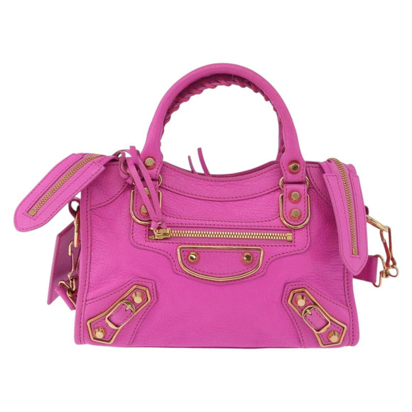 BALENCIAGA Classic Metallic Edge Mini City 2way Pink 390160 Auth 185358SAM