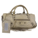 BALENCIAGA Tzigie Hand Bag Leather 2way Beige 128523 Auth 185359V-1