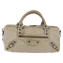 BALENCIAGA Tzigie Hand Bag Leather 2way Beige 128523 Auth 185359V-2