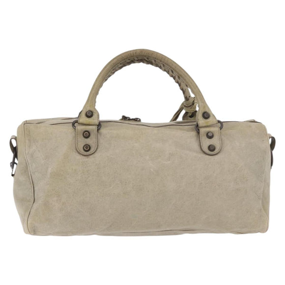 BALENCIAGA Tzigie Hand Bag Leather 2way Beige 128523 Auth 185359V