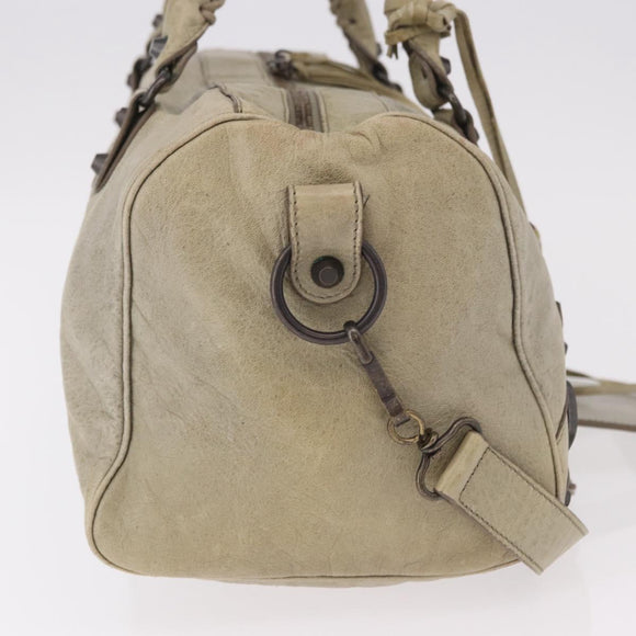 BALENCIAGA Tzigie Hand Bag Leather 2way Beige 128523 Auth 185359V