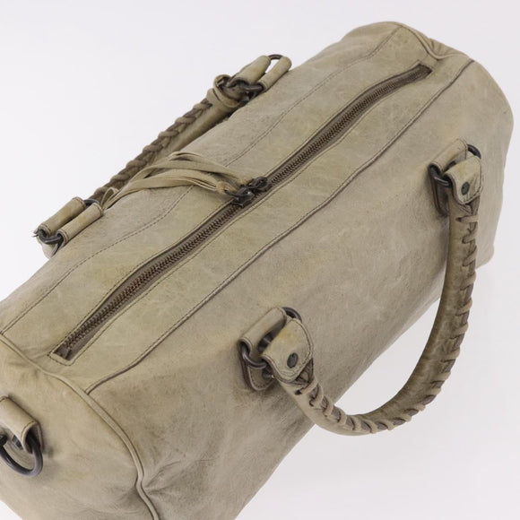 BALENCIAGA Tzigie Hand Bag Leather 2way Beige 128523 Auth 185359V