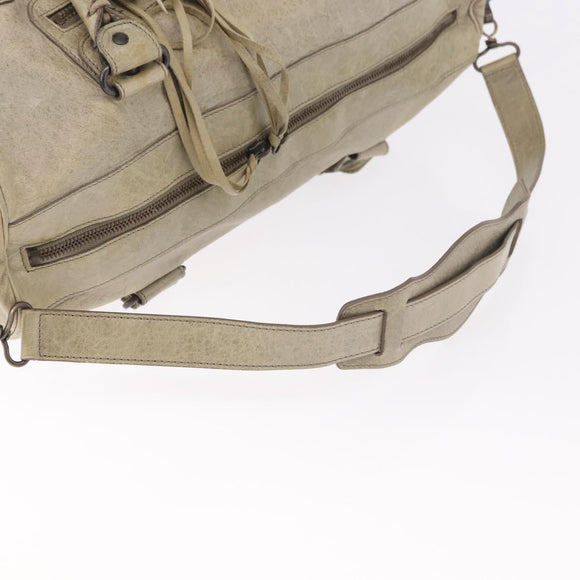 BALENCIAGA Tzigie Hand Bag Leather 2way Beige 128523 Auth 185359V