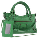 BALENCIAGA The City Hand Bag Leather 2way Green 103208 Auth 185361M-1
