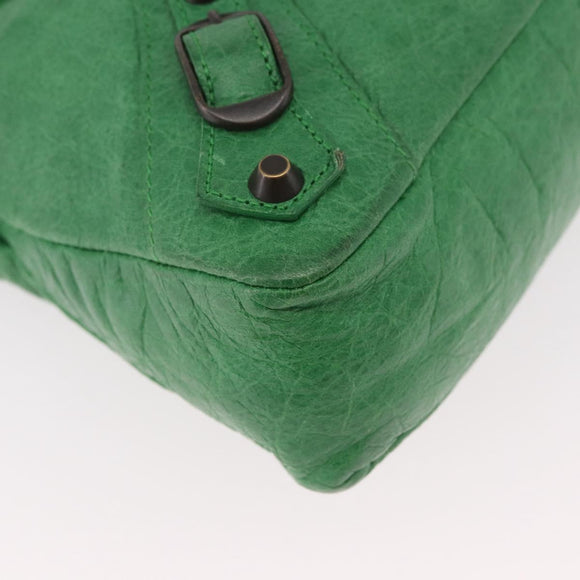 BALENCIAGA The City Hand Bag Leather 2way Green 103208 Auth 185361M
