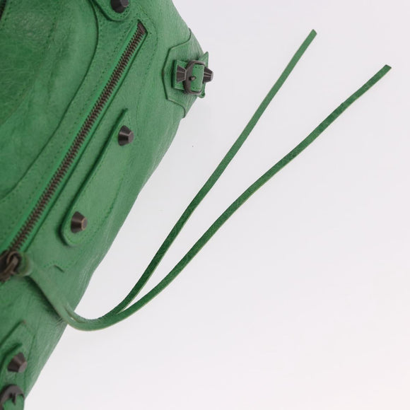 BALENCIAGA The City Hand Bag Leather 2way Green 103208 Auth 185361M