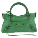 BALENCIAGA The City Hand Bag Leather 2way Green 103208 Auth 185361M-13