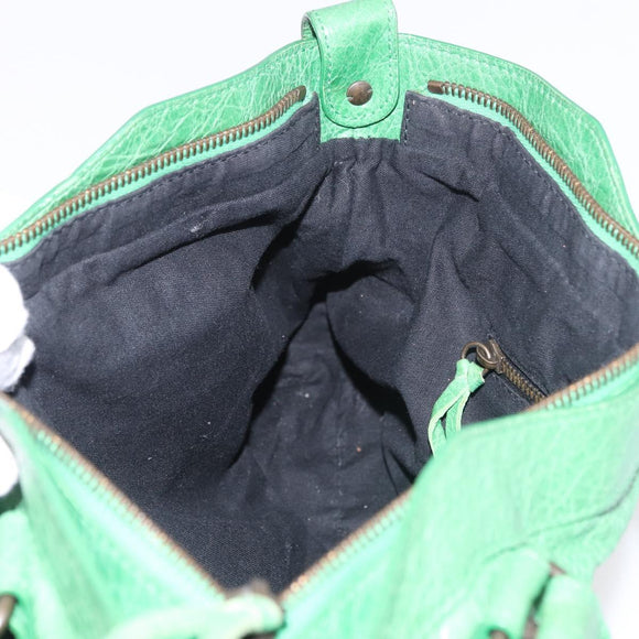 BALENCIAGA The City Hand Bag Leather 2way Green 103208 Auth 185361M