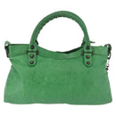 BALENCIAGA The City Hand Bag Leather 2way Green 103208 Auth 185361M-2