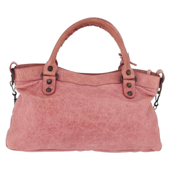 BALENCIAGA The First Hand Bag Leather 2way Pink 103208 Auth 185362V