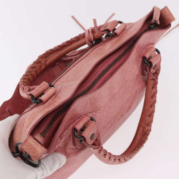 BALENCIAGA The First Hand Bag Leather 2way Pink 103208 Auth 185362V