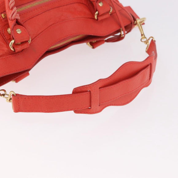 BALENCIAGA The First Hand Bag Leather 2way Orange Gold 285433 Auth 185363V