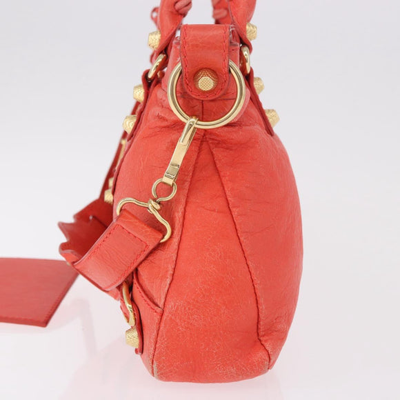 BALENCIAGA The First Hand Bag Leather 2way Orange Gold 285433 Auth 185363V