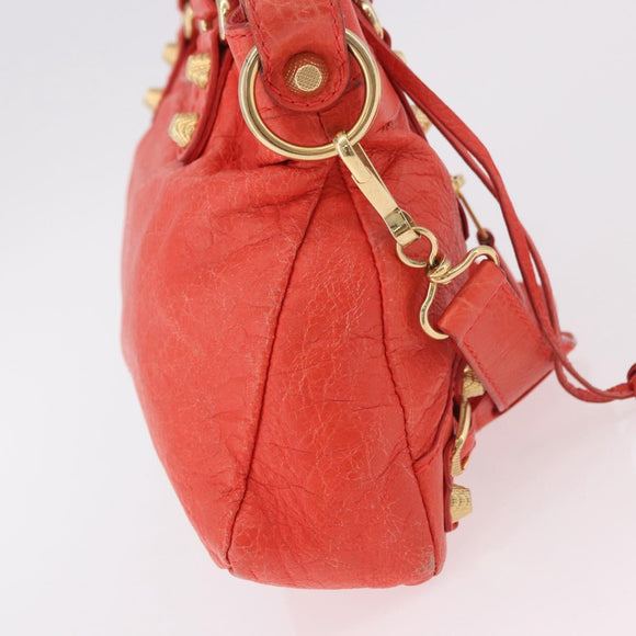 BALENCIAGA The First Hand Bag Leather 2way Orange Gold 285433 Auth 185363V