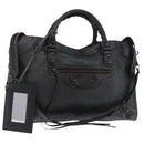 BALENCIAGA The City Hand Bag Leather 2way Black 115748 Auth 185364SAM-1